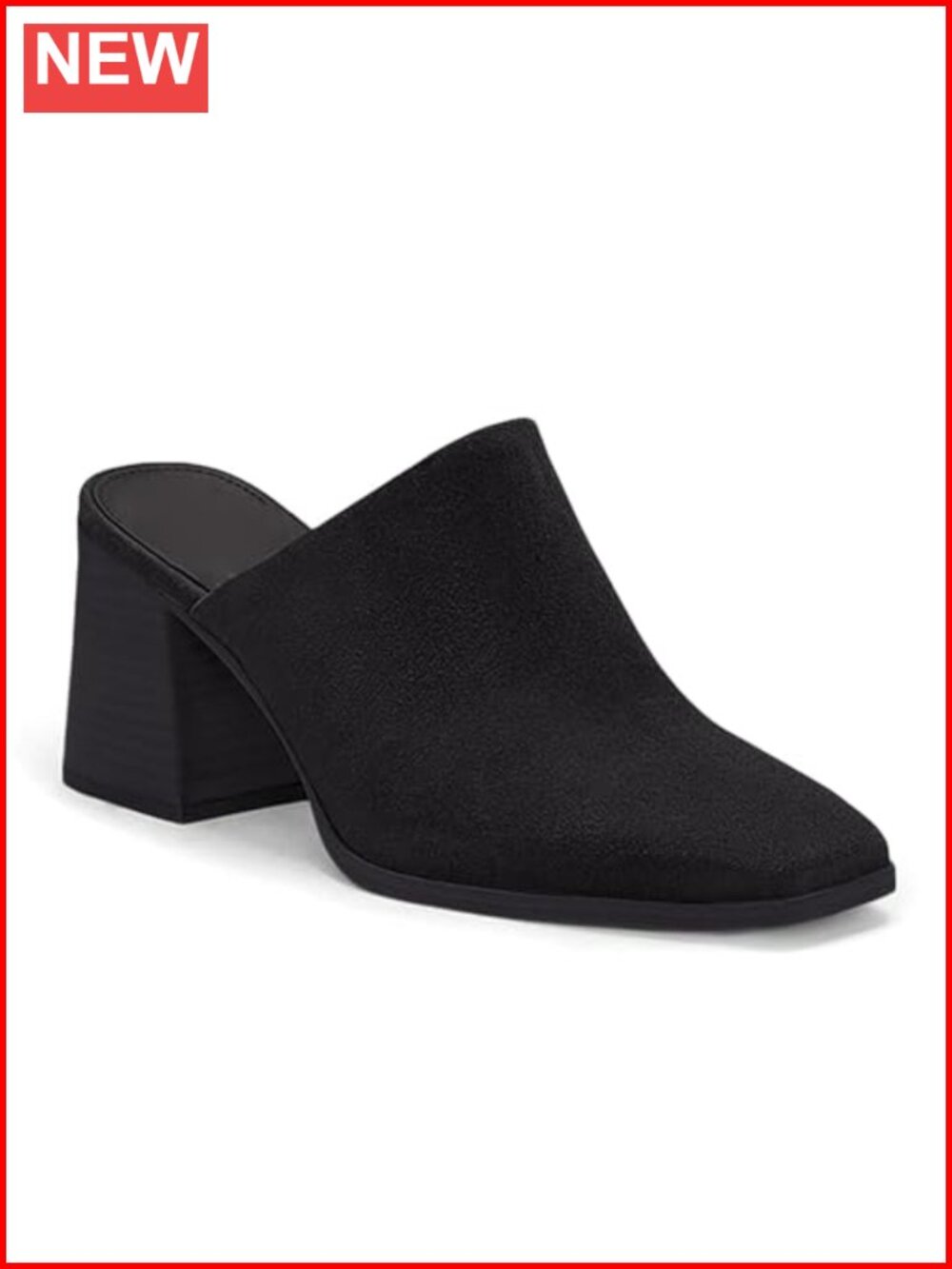 Women's Chunky Stacked Heel Mules Closed Square Toe Slip On Clogs Backless